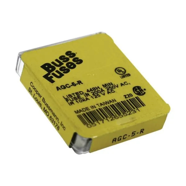 Bussmann® 5 Amp 250 Volt Fast Acting Glass Tube Fuse