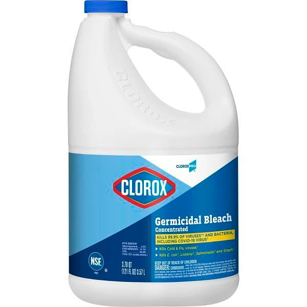 Clorox Germicidal Bleach, Concentrated, 121 Ounce Bottle