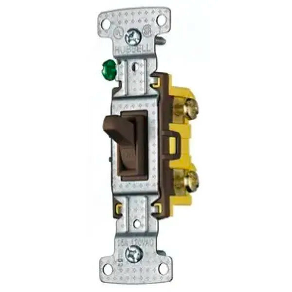Hubbell® Single Pole Toggle Switch, 15 Amp, 120 Volt, Brown