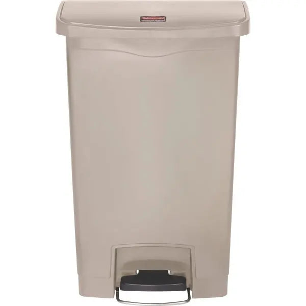 Rubbermaid Commercial® Slim Jim® 13 Gal. Front Step-On Resin Trash Can, Beige
