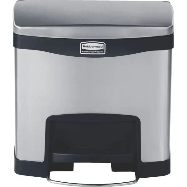 Rubbermaid Commercial Slim Jim 4 Gallon Front Step-On Stainless Steel Trash Can (Black)