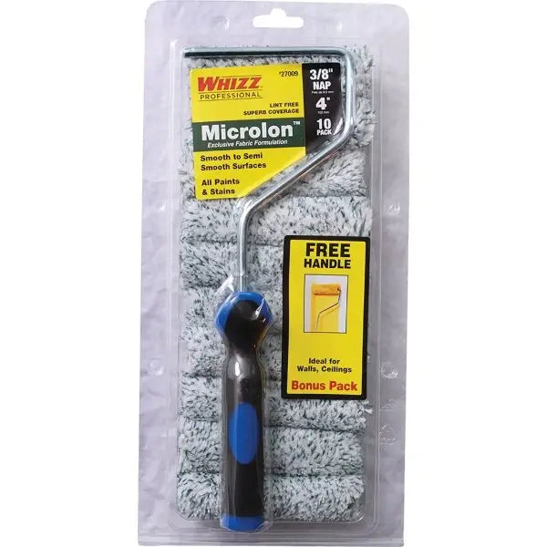 Whizz 27009f 4" Microlon 3/8" Nap Mini Roller Cover, Case Of 10
