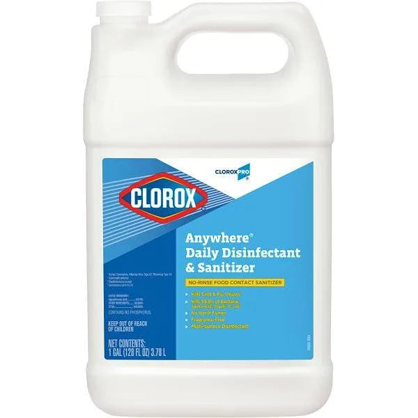 Clorox Anywhere Daily Disinfectant And Sanitizer, No-Rinse Food Contact Sanitizer, Refill, 128 Oz