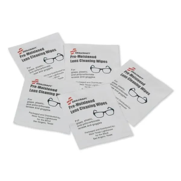 Skilcraft Lens Wipes, 5 X 8, White, Box Of 100