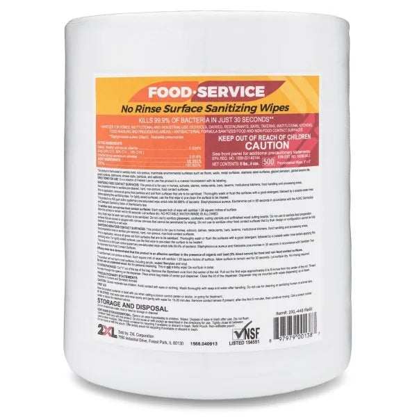 2xl No Rinse Food Service Sanitizing Wipes