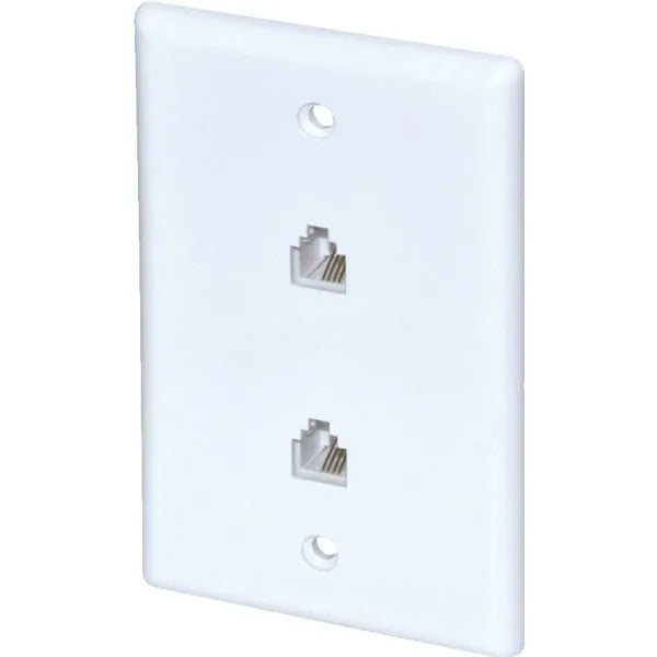 Adamax Phone Duplex Jack Wall Plate, White