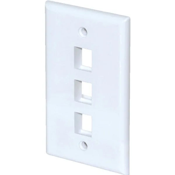 Adamax Quickport 3-Port Wall Plate, White
