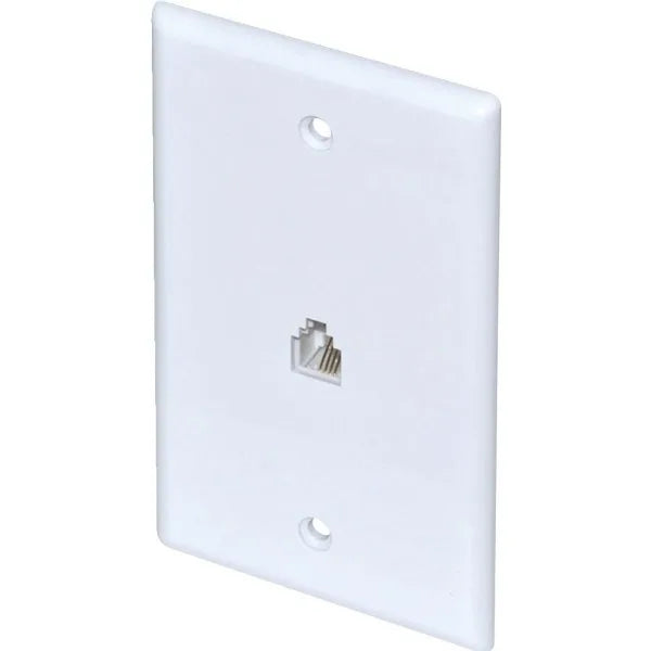 Adamax Surface Phone Jack Wall Plate, White
