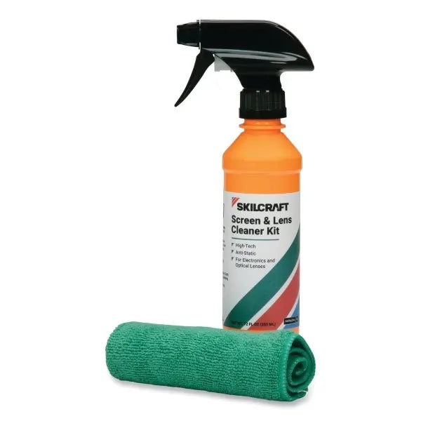 Skilcraft Screen And Lens Cleaner Kit 12 Oz Spray/Microfiber Cloth