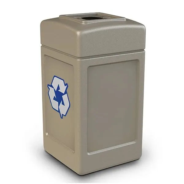 Commercial Zone Polytec™ Recycling 42-Gal Square Mixed Recycling Lid Beige