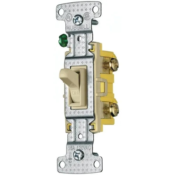 Hubbell Wiring 15 Amp 120-Volt Single-Pole Toggle Switch, Ivory