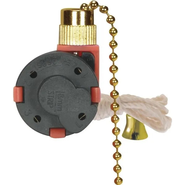 Satco 3/8 In. Brass Pull Chain Switch With White Cord