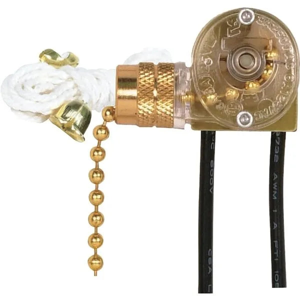 Satco 6 In. Brass Finish On-Off Canopy Chain With White Cord