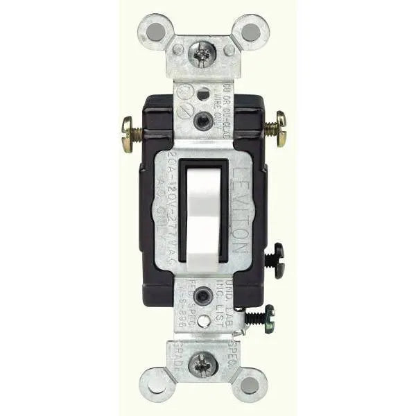 Leviton 20 Amp 120-Volt/277-Volt 3-Way Grade Ac Quiet Toggle Switch W/White