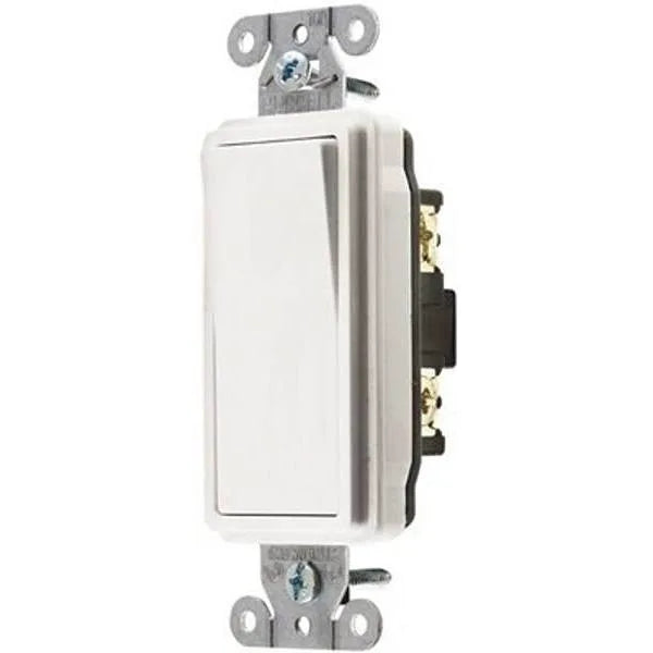 Hubbell Wiring 20a 3-Way Hubbell Specification Grade Decorator Rocker Switch Wht