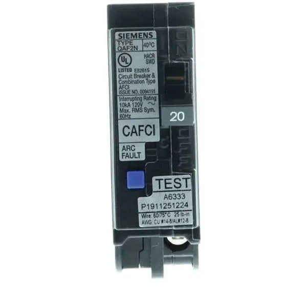Siemens 20 Amp 1-Pole Qaf2n Afci 10 Ka Breaker