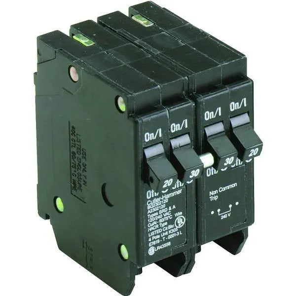 Eaton Br 1-30a 2 Pole And 2-20a 1 Pole Bq Independent Trip Quad Circuit Breaker