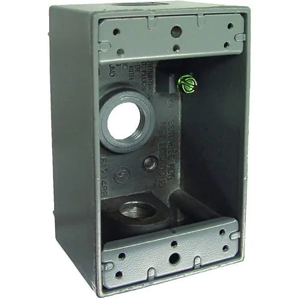 Bell N3r, Electrical Box, 1-Gang, Weatherproof, 2 Closure Plugs, Aluminum Gray