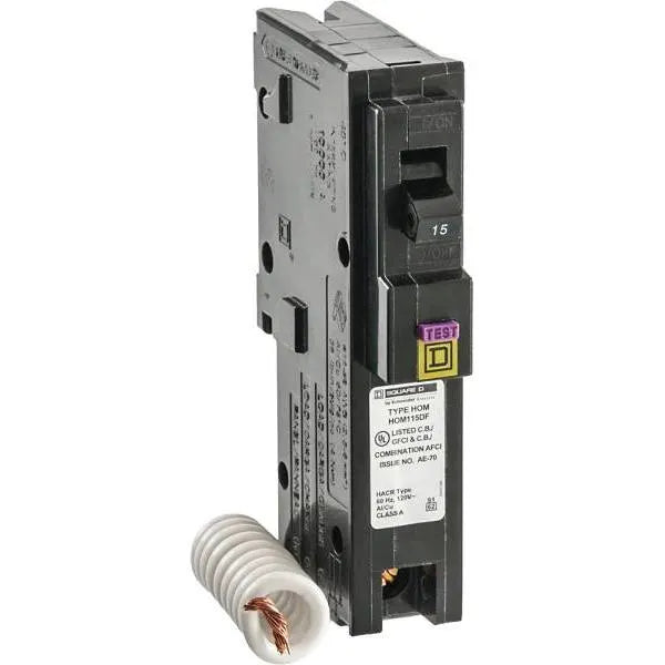 Square D Homeline 15 Amp Single-Pole Dual Function Cafci & Gfci Circuit Breaker