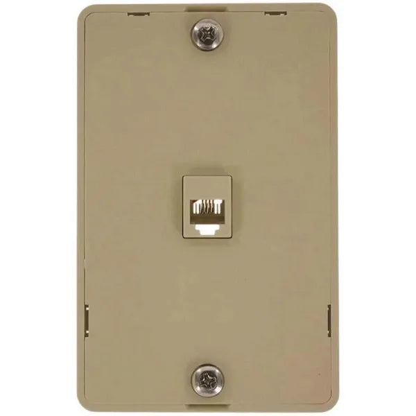 Leviton 6-Position 4-Conductor Screw Terminals Telephone Wall Jack, Ivory
