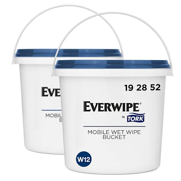 EVERWIPE By Tork Mobile Wet Wipe Buckets, Resealabe Lid, White