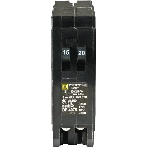 Square D Homeline 15 Amp 20 Amp Single-Pole Tandem Circuit Breaker
