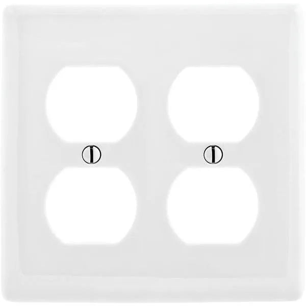 Hubbell 2-Gang Medium Size Duplex Wall Plate, White