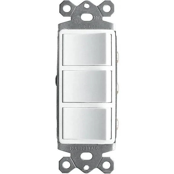 3-Function 120v 15a Rocker Combination Switch, White