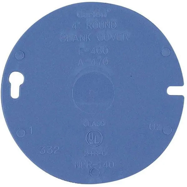 Carlon 4" Pvc Blue Round Blank Electrical Box Cover
