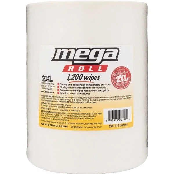 2xl Gym Mega Roll Wipes (1,200-Roll) (White)