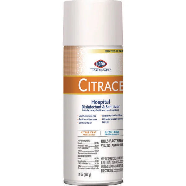 Citrace Hospital Disinfectant And Sanitizer, Citrus, 14 Oz Aerosol Spray