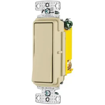 Hubbell Wiring 15 Amp 120 To 277-Volt 3-Way Rocker Switch Ivory