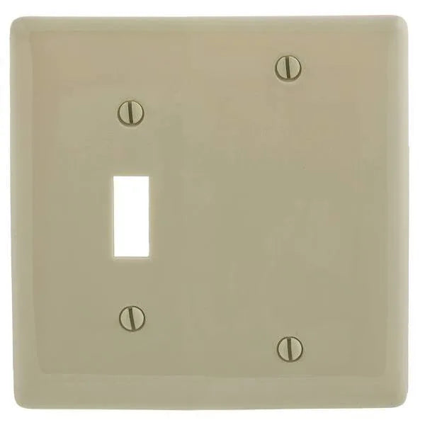 Hubbell 2-Gang Ivory Medium Size Toggle And Blank Wall Plate