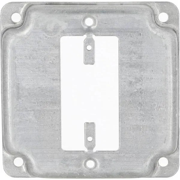 Raco 1-Gang Exposed Work Square Cover, 4" Steel, Metallic, 1 Gfci Outlet