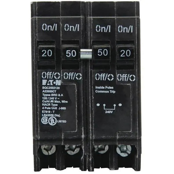 Eaton Br 1- 50 Amp 2-Pole And 2-20 Amp 1 Pole Bqc Quad Circuit Breaker