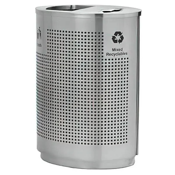 Commercial Zone Products Precision 40 Gallon Grand Dual Mixed Recyclable And Trash Receptacle (Silver)