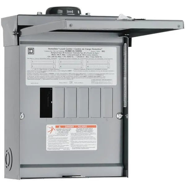 Square D Homeline 100a 6-Space 12-Circuit Outdoor Main Lug Load Center