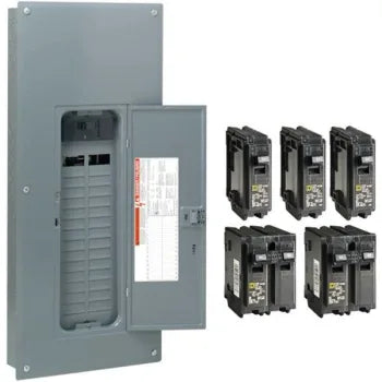 Square D Homeline 150 Amp 30-Space 60-Circuit Indoor Main Breaker Plug-On Neutral Load Center With Cover, Value Pack