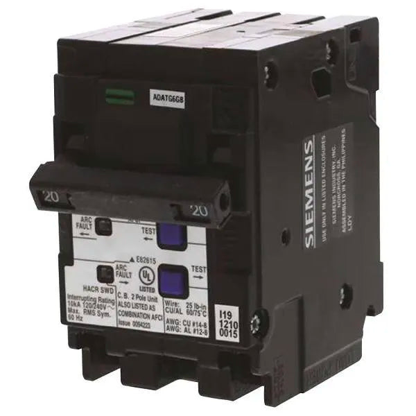 Siemens 20 Amp 2-Pole Qafn Afci 10 Ka Breaker