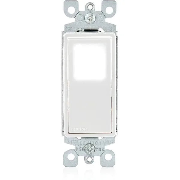 Leviton 15a 120/277v Ac Quiet Illuminated Single-Pole Rocker Switch (White)