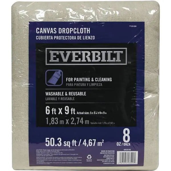 Everbilt 6 Ft. X 9 Ft. 8 Oz. Medium Duty Canvas Drop Cloth