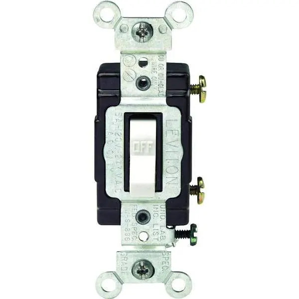 Leviton 15a Commercial-Grade Single Pole Toggle Switch (White)