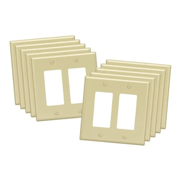 Maintenance Warehouse 2-Gang Unbreakable Polycarbonate Jumbo Rocker Wall Plate In Gloss Ivory