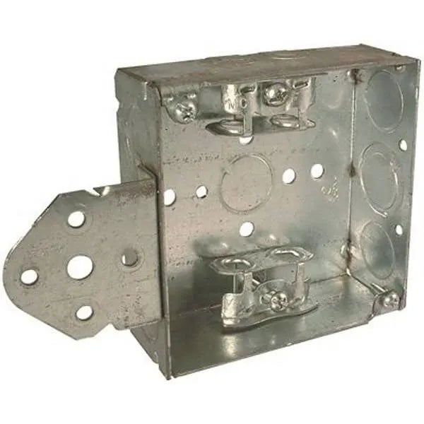 Raco 4 In. Square Box Welded 1-1/2 In. Deep With Clamps Three 1/2 In. Ko', Tko Ubs B Bracket