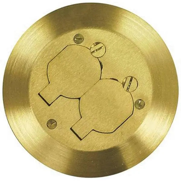 Steel City 5-3/4 In. Dia. Floor Box Cover Brass Duplex Receptacle