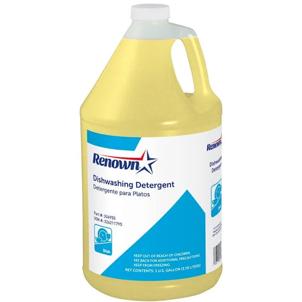 Renown Concentrated Manual Dishwashing Detergent, Lemon Scent, 1 Gal