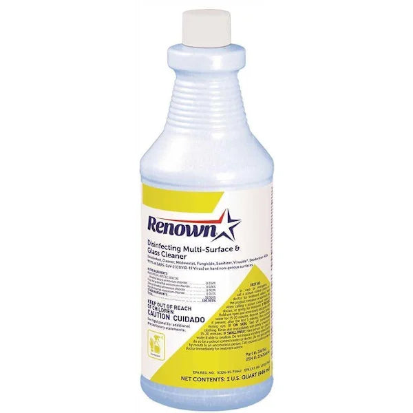 Renown Disinfecting Multi-Surface & Glass Cleaner, Lemon Scent, 32 Fl Oz