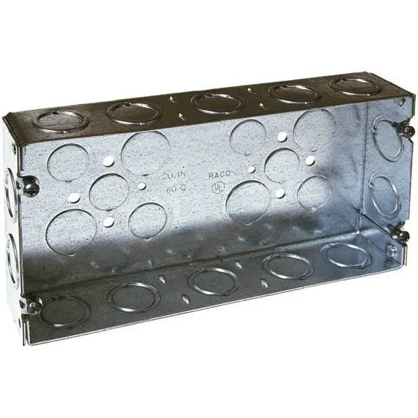 Raco 3-Gang Welded Box With Fourteen 1/2 And 3/4 In. Ko', Eight 1/2 And 3/4 Ko', 1-5/8 D