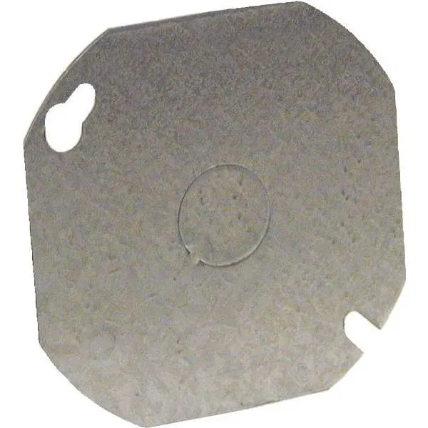 Raco 4" W Steel Metallic Flat Blank Octagon Cover, 1/2" Ko' Center