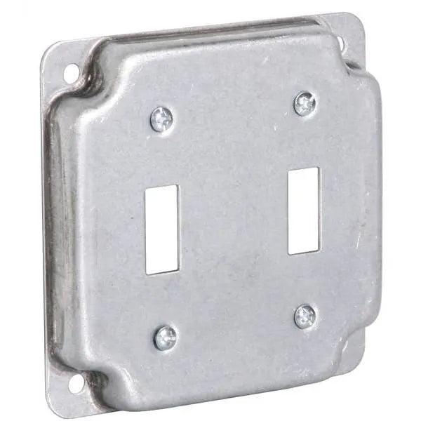 Raco 4 W Steel Metallic 2-Gang Exposed Work Square Cover For 2 Toggle Switches